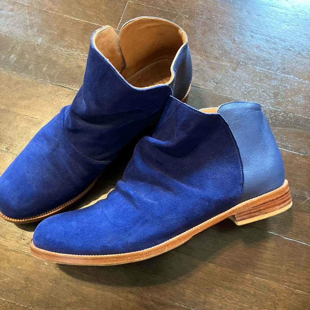 Quiero June Gorgeous Handmade Argentinian Leather Blue Suede Ankle Boots…